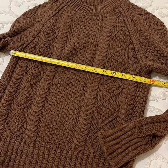 LLBean Signature Cotton Fisherman Sweater in Chocolate Brown Size XS - Picture 4 of 8